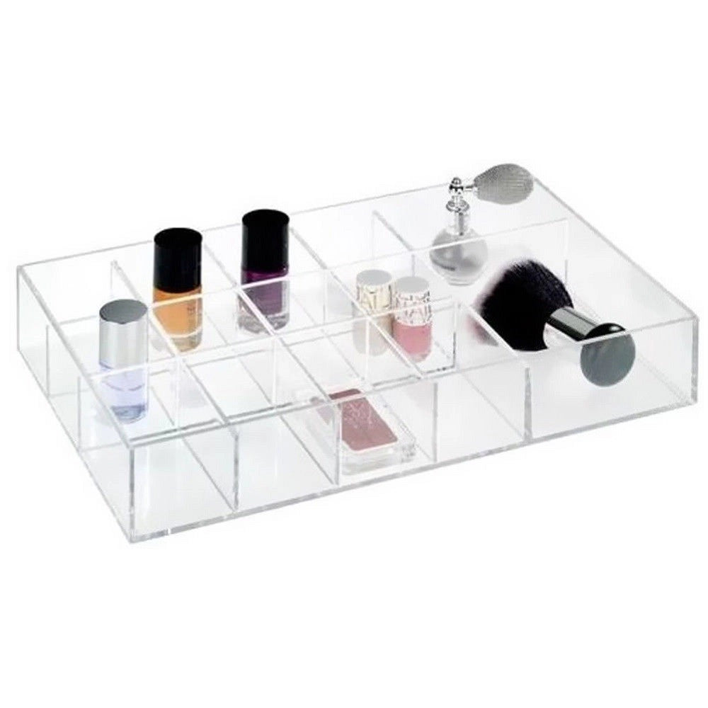 Trade Shop - Contenitore Organizer Portatrucco In Plastica 14 Scomparti Porta Trucchi Make Up -