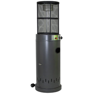 Stufa a Gas da Esterno Riscaldatore Gpl Portatile con Ruote FIRE GLASS Cilindro con Vetro per Terrazzo Patio Giardino Lo