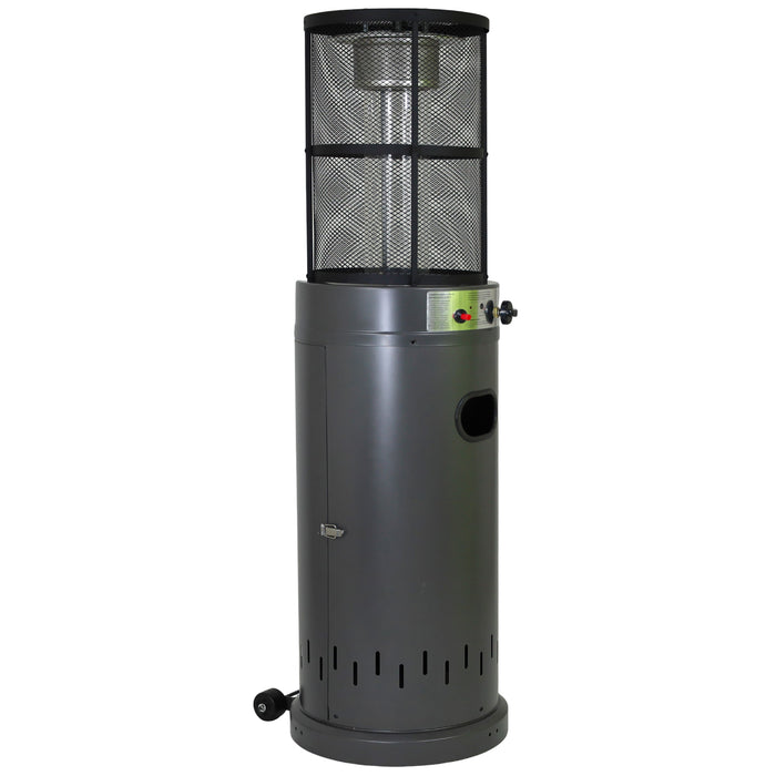 Stufa a Gas da Esterno Riscaldatore Gpl Portatile con Ruote FIRE GLASS Cilindro con Vetro per Terrazzo Patio Giardino Lo