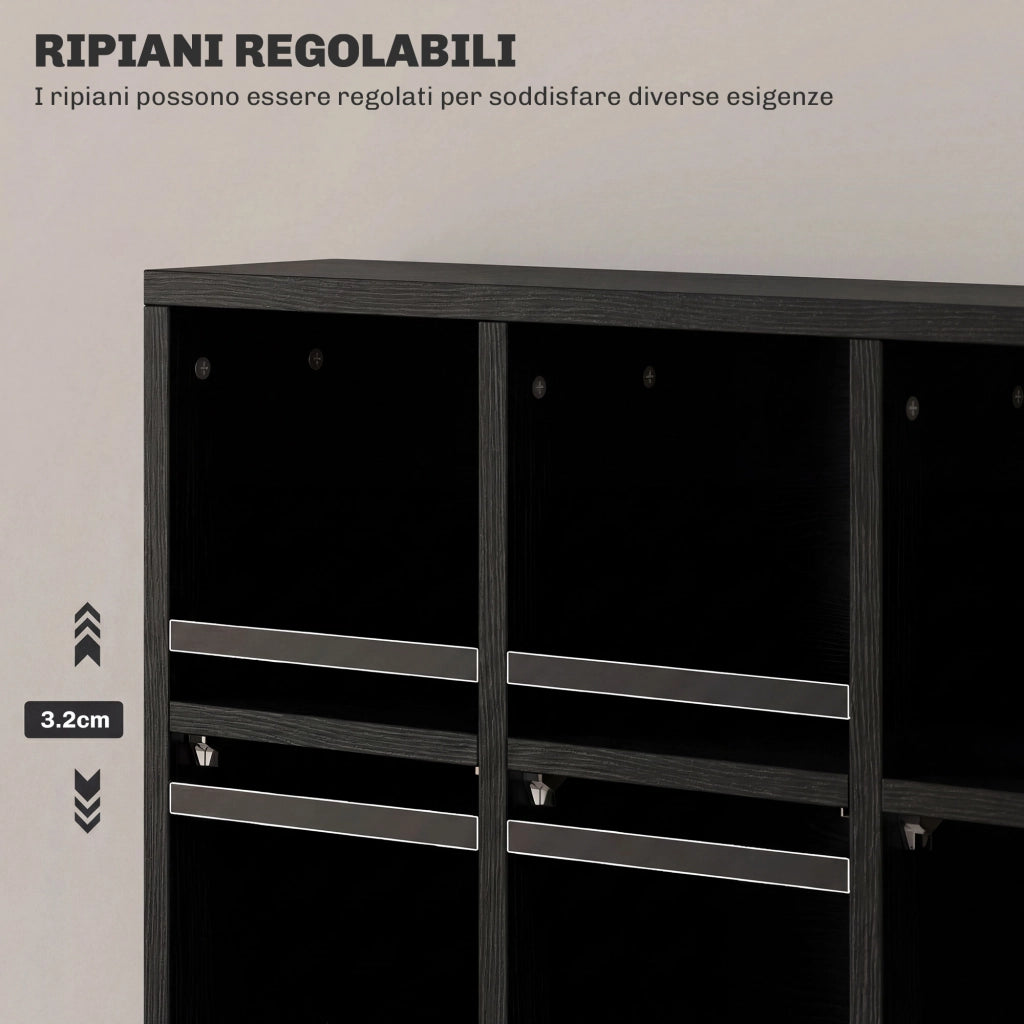 Mobile Porta CD con Ripiani Regolabili per 456 CD o 336 DVD. 24 Scomparti. 89x20x130.5 cm. Nero
