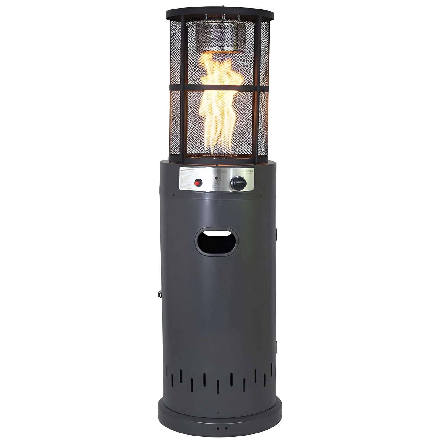 Stufa a Gas da Esterno Riscaldatore Gpl Portatile con Ruote FIRE GLASS Cilindro con Vetro per Terrazzo Patio Giardino Lo