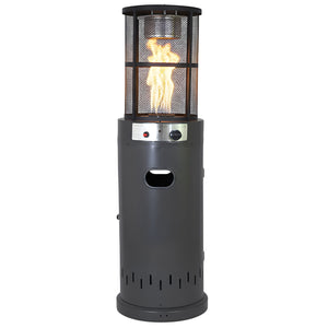 Stufa a Gas da Esterno Riscaldatore Gpl Portatile con Ruote FIRE GLASS Cilindro con Vetro per Terrazzo Patio Giardino Lo