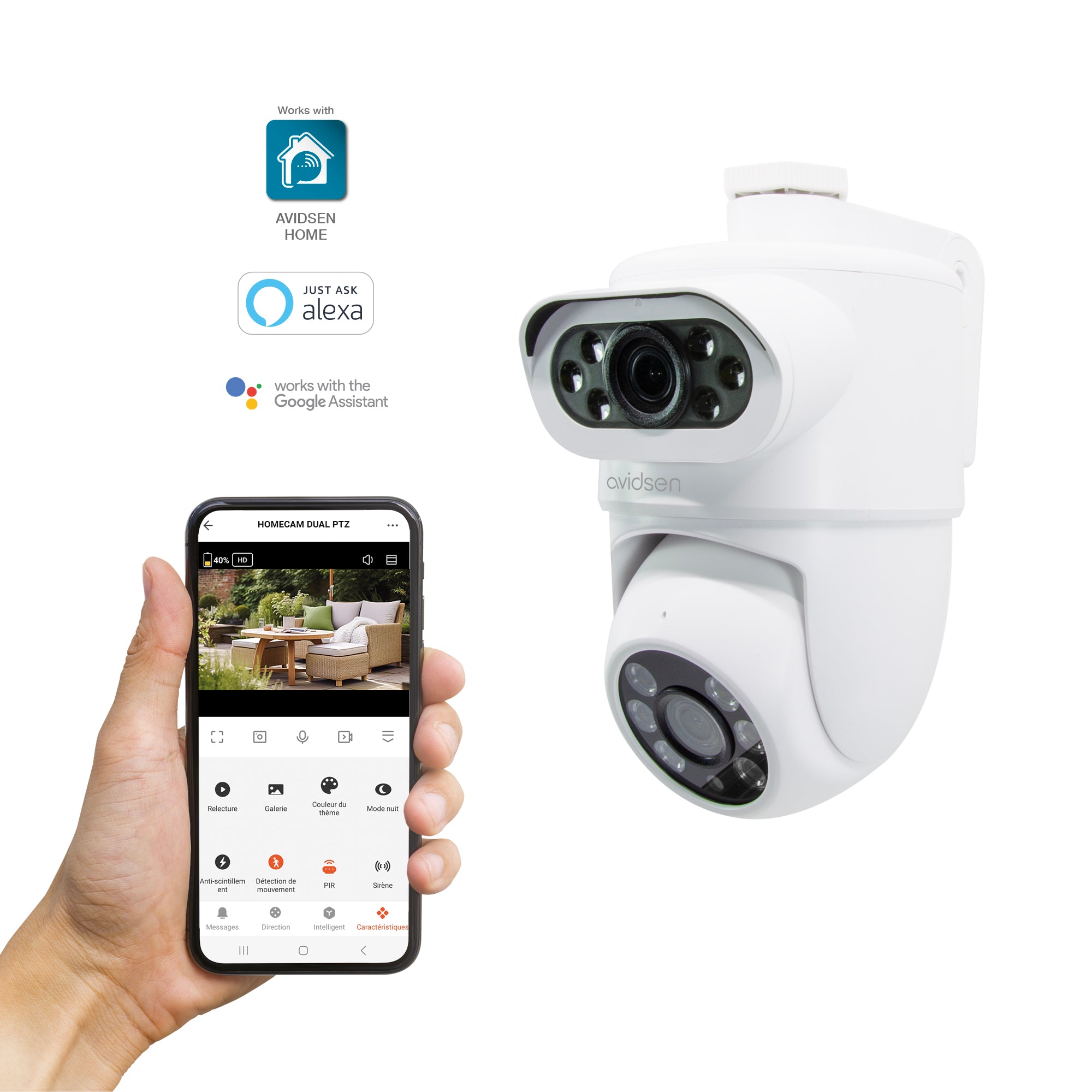 Avidsen Kit Allarme Smart WIFI senza fili PRO con Telecamera da Interno, Telecamera Dual Lens da esterno ed Extra Sensori di Apertura