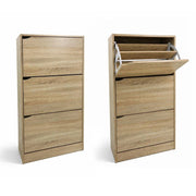 SCARPIERA LINEA HARMON A 3 ANTE E PANNELLO RERTROSTANTE IN MDF COLORE ROVERE MISURA 63X24X115 CM