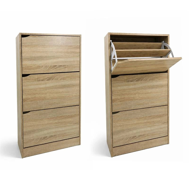 SCARPIERA LINEA HARMON A 3 ANTE E PANNELLO RERTROSTANTE IN MDF COLORE ROVERE MISURA 63X24X115 CM