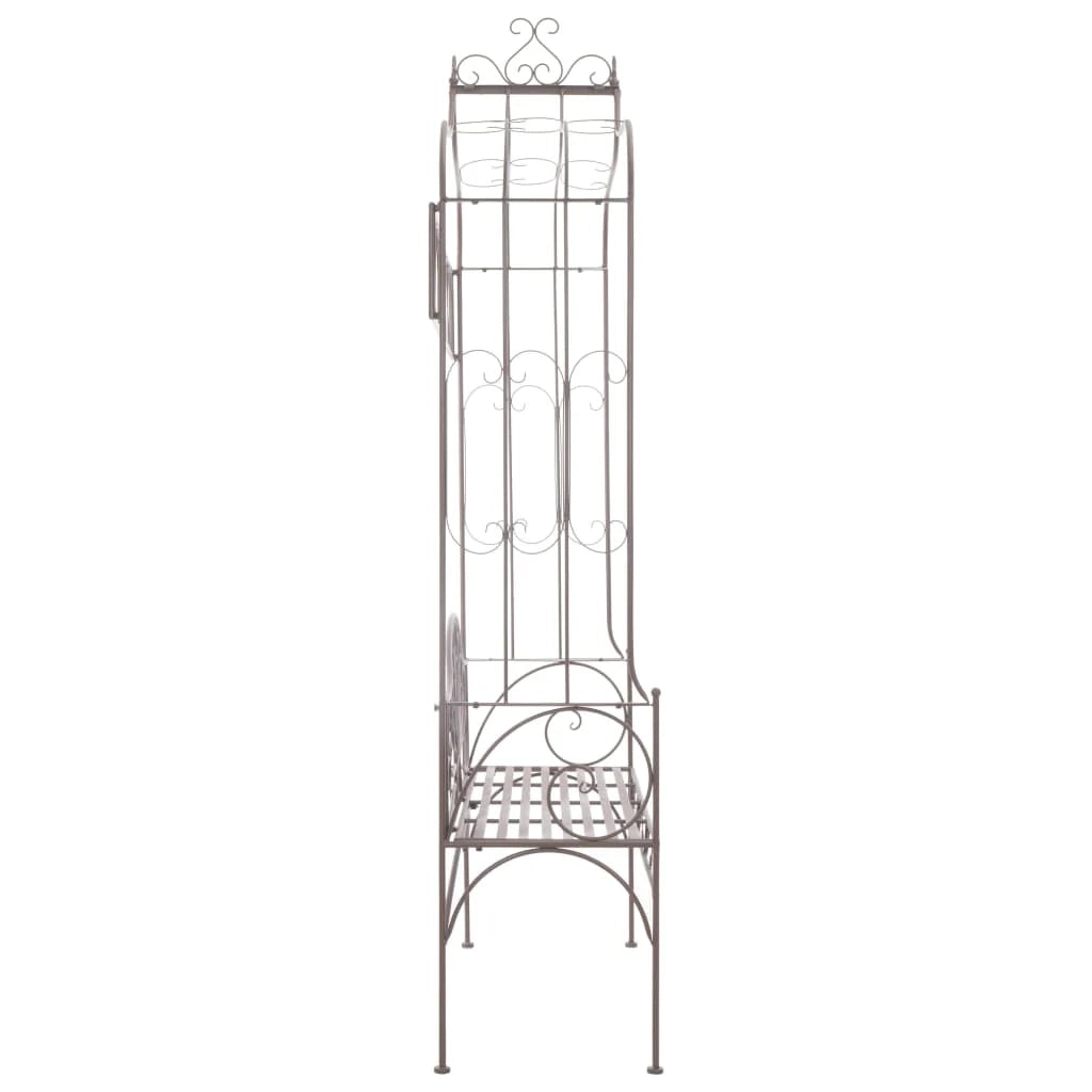 Panca da giardino mobili da esterno per patio terrazza 122 x 43 x 220 cm ferro marrone anticato 02_0011218