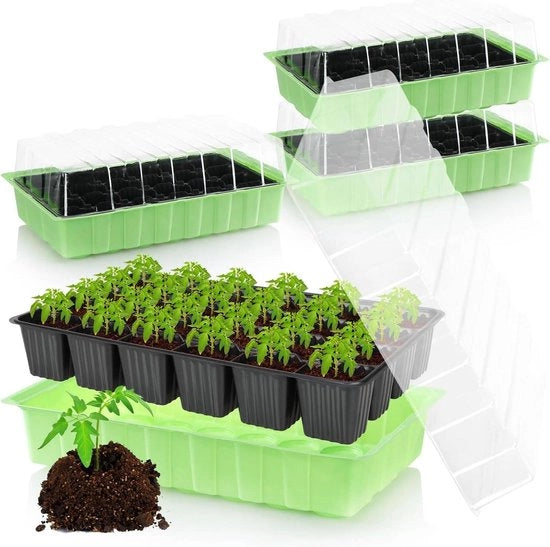 Impianto di coltivazione interno 4x piatto multiplo con coperchio - set di 96 pannelli per piante - coltivazione di fiori, verdure e frutta - 004 pezzi - impianti di coltivazione interno