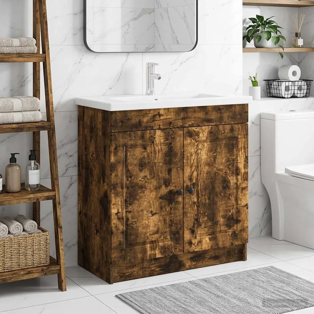 Mobiletto da bagno sotto il lavello Rovere Fumo 890069