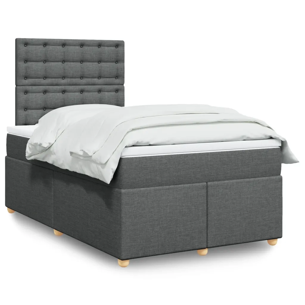 vidaXL Giroletto a Molle con Materasso Grigio Scuro 120x200 cm Tessuto