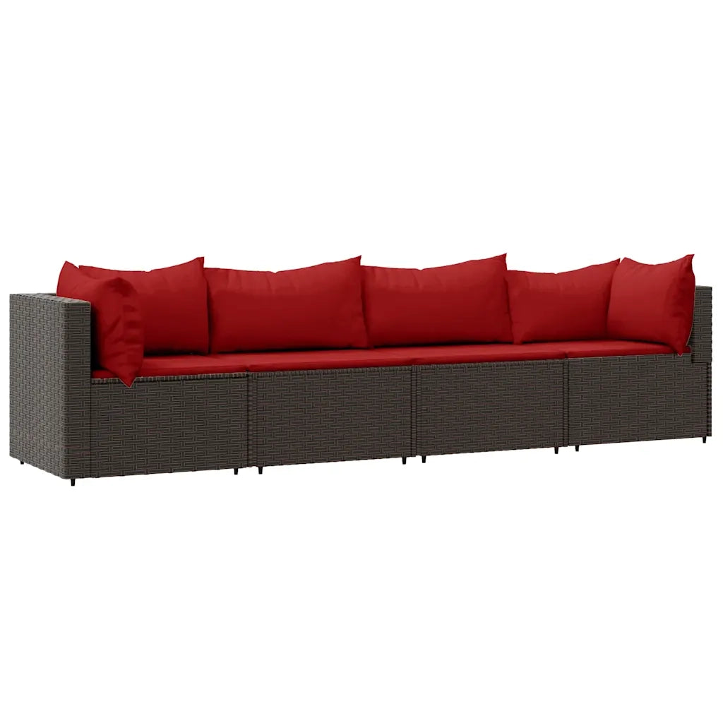 Set Mobili da Giardino 4 pz con Cuscini in Polyrattan Marrone 319816
