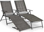 Set di 2 Lettini Prendisole da Giardino, con Schienale Regolabile, Sedia a Sdraio Pieghevole con Schienale Reclinabile, per Terrazzo Piscina Giardino, Portata 150 kg (Marrone)