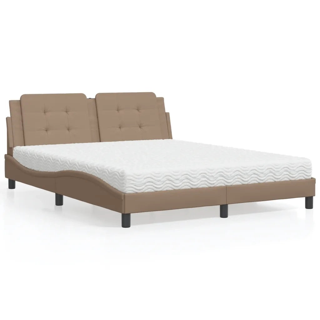 Letto con Materasso Zadar Cappuccino 160x200cm Similpelle 3208877