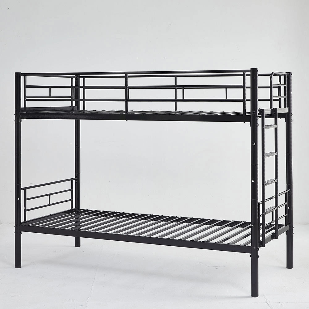 Letto a castello convertibile - Xylo - 90x200cm nero, scala antiscivolo