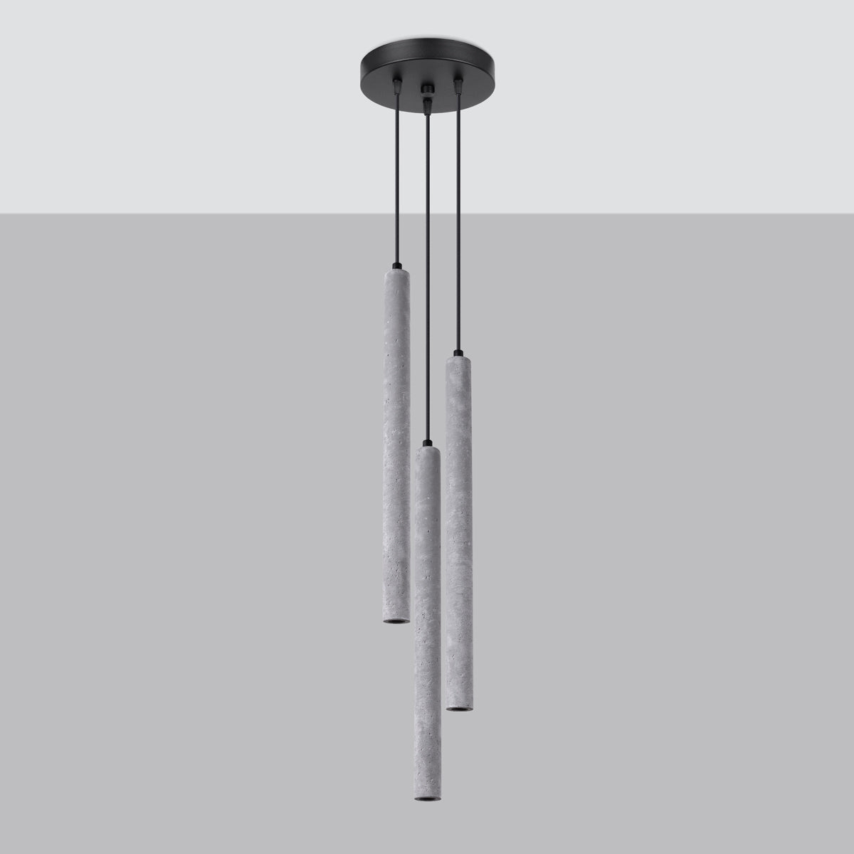 Lampada da soffitto in cemento a 3 luci PATELO Persian Indigo, design moderno, grigio nero