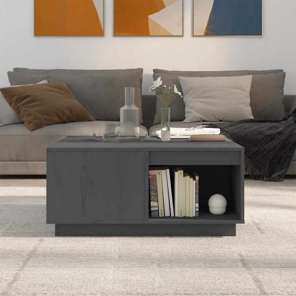 Tavolino da salotto | Tavolino da caff¨¨ | Tavolino da Soggiorno Grigio 80x81x36,5 cm Legno Massello di Pino