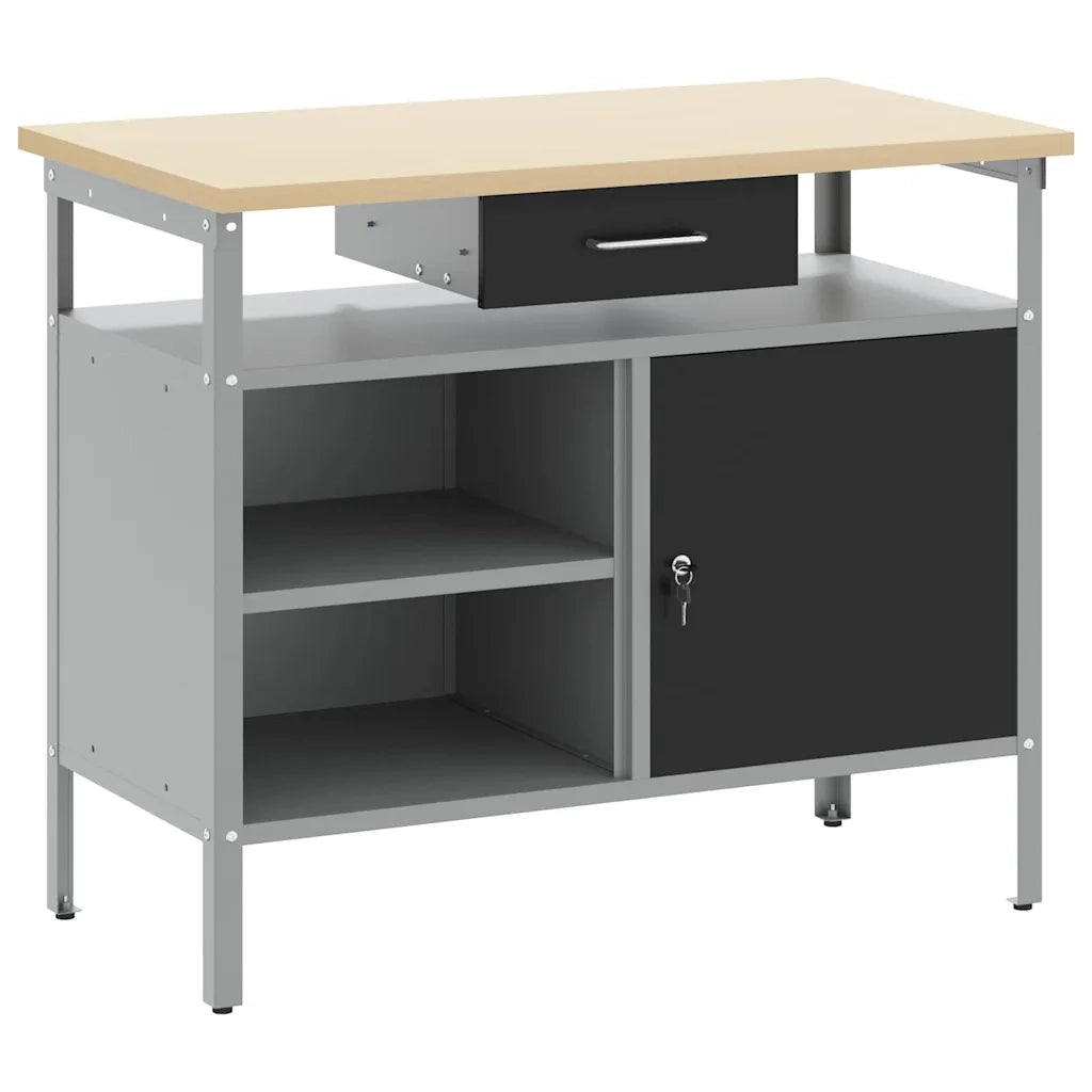 Banco da lavoro con cassetto Nero e Grigio 100 x 55 x 85 cm CFW9049318