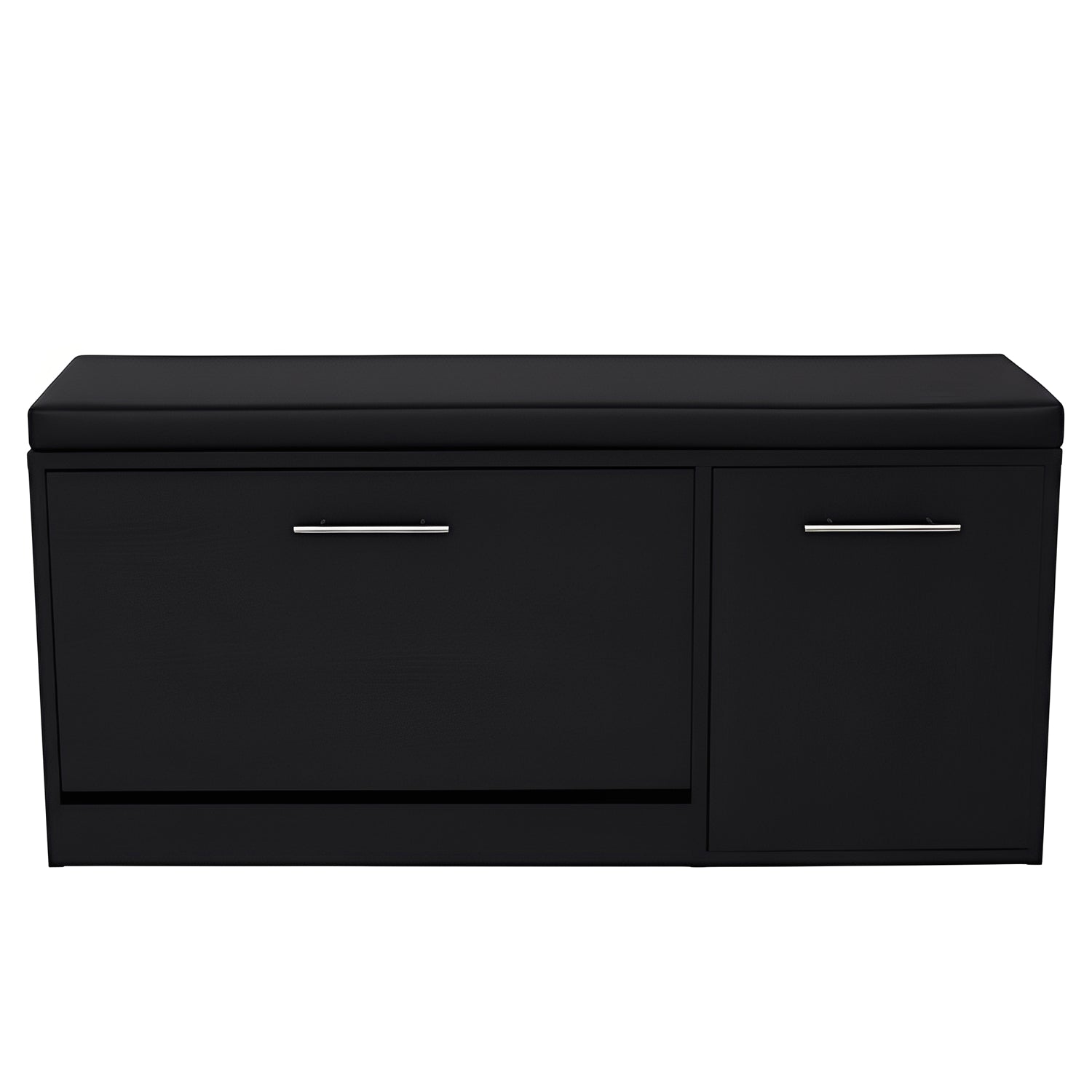 Marvin Scarpiera Panca da Ingresso con Anta Contenitore – Portascarpe Salvaspazio in Legno con Cus Nero / Cuscino Nero