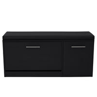 Marvin Scarpiera Panca da Ingresso con Anta Contenitore – Portascarpe Salvaspazio in Legno con Cus Nero / Cuscino Nero