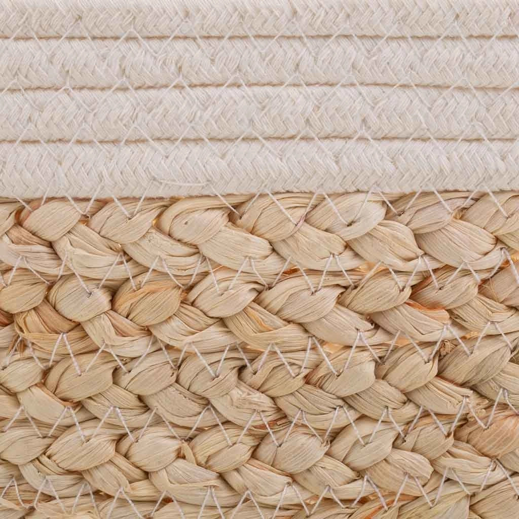 Cesto in corda intrecciata bianca 32x21x12h