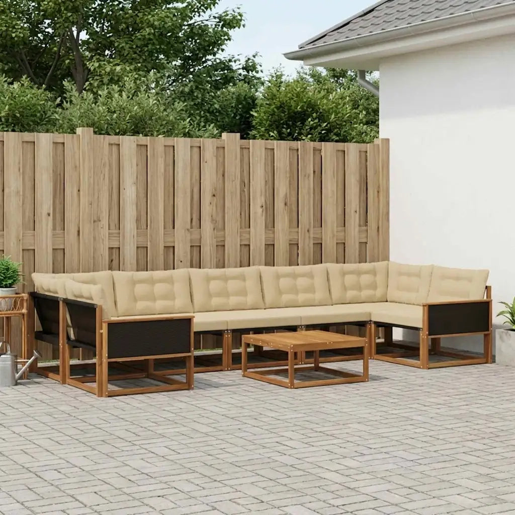 Set di divani da esterno con cuscino 8 pcs Naturale e Beige 3381305