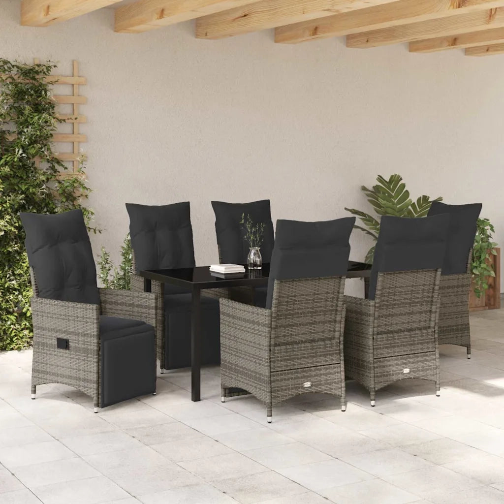 Set da Pranzo per Giardino con cuscino 7 pcs Grigio polyrattan 3379580