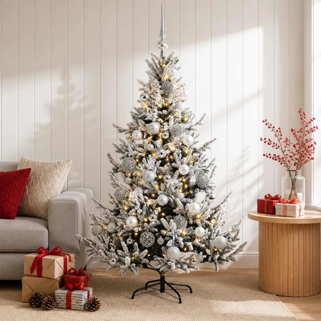 Albero di Natale artificiale con palline 120 cm 150 LED 3465975