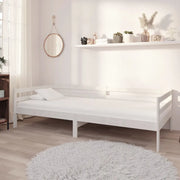 Divano Letto con Materasso 90x200 cm Bianco in Legno di Pino 3083565