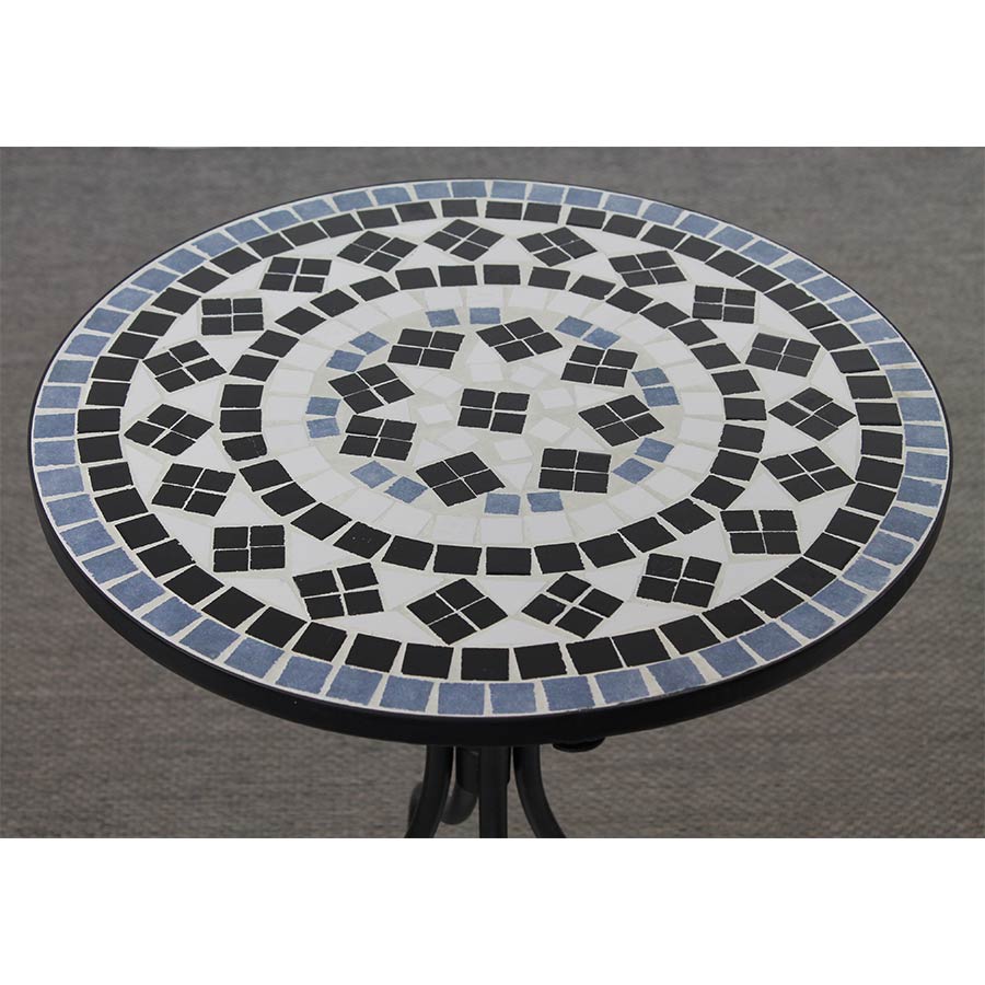 Tavolino tondo da Giardino 55x71 cm Ripiano in Ceramica con Mosaico Opaco