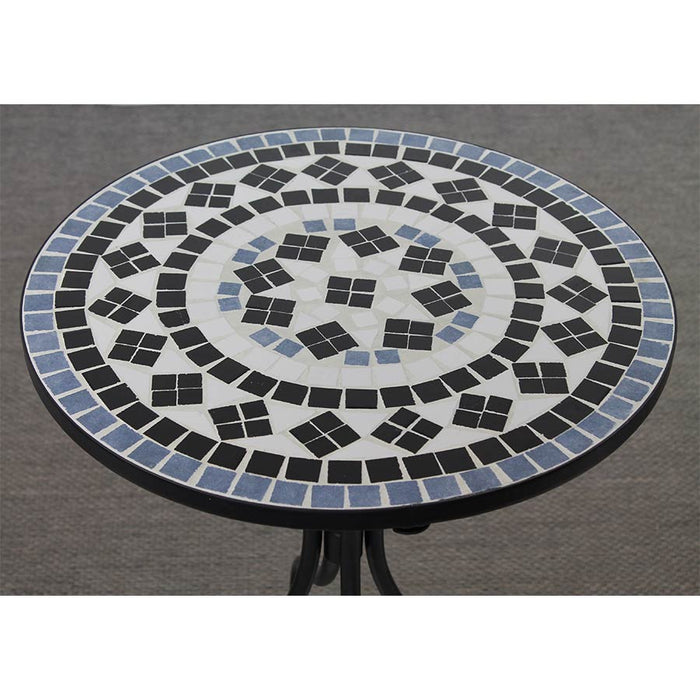 Tavolino tondo da Giardino 55x71 cm Ripiano in Ceramica con Mosaico Opaco