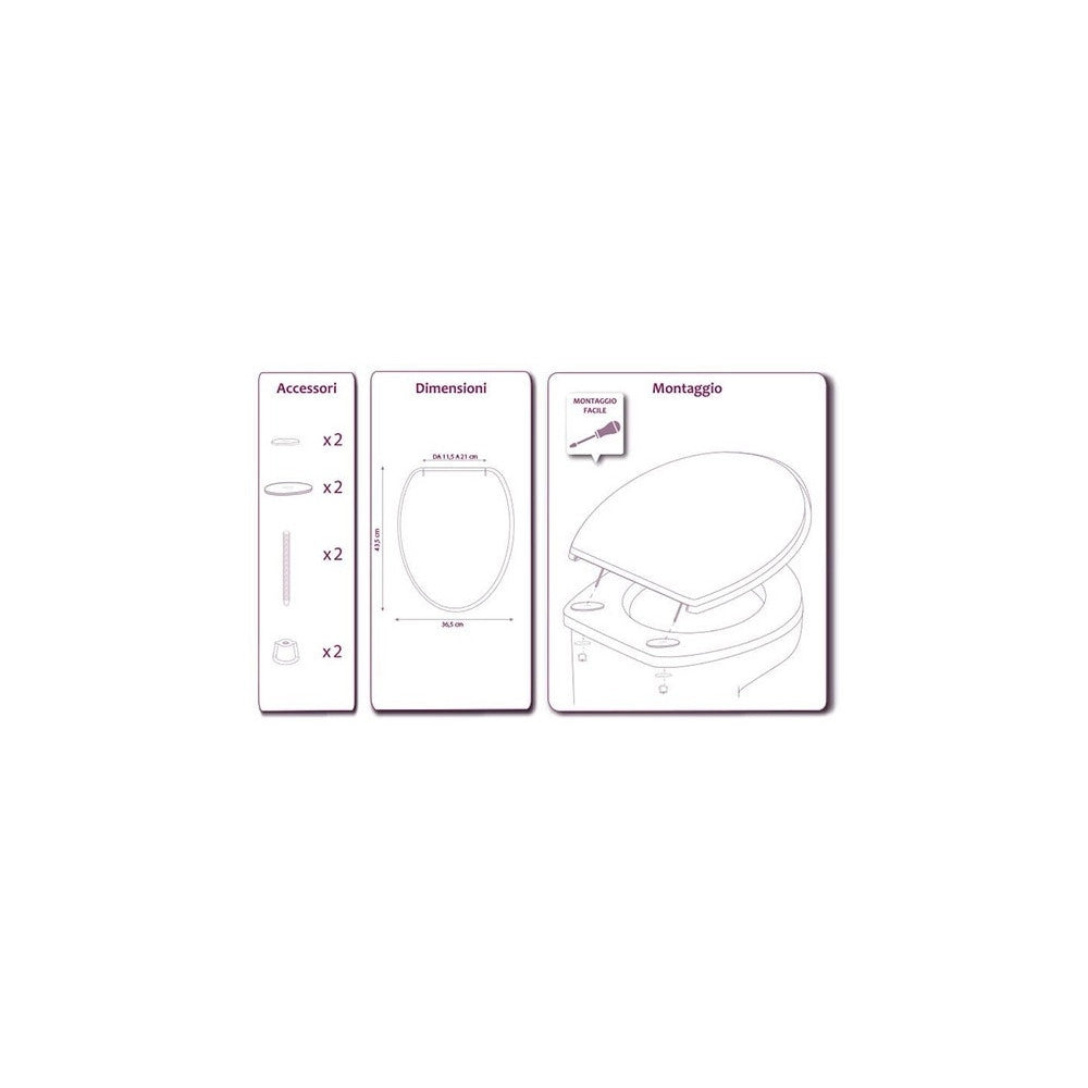 Trade Shop - Copriwater Universale In Legno Mdf Chiusura Rallentata Soft Close Laccato Bianco -        3,5