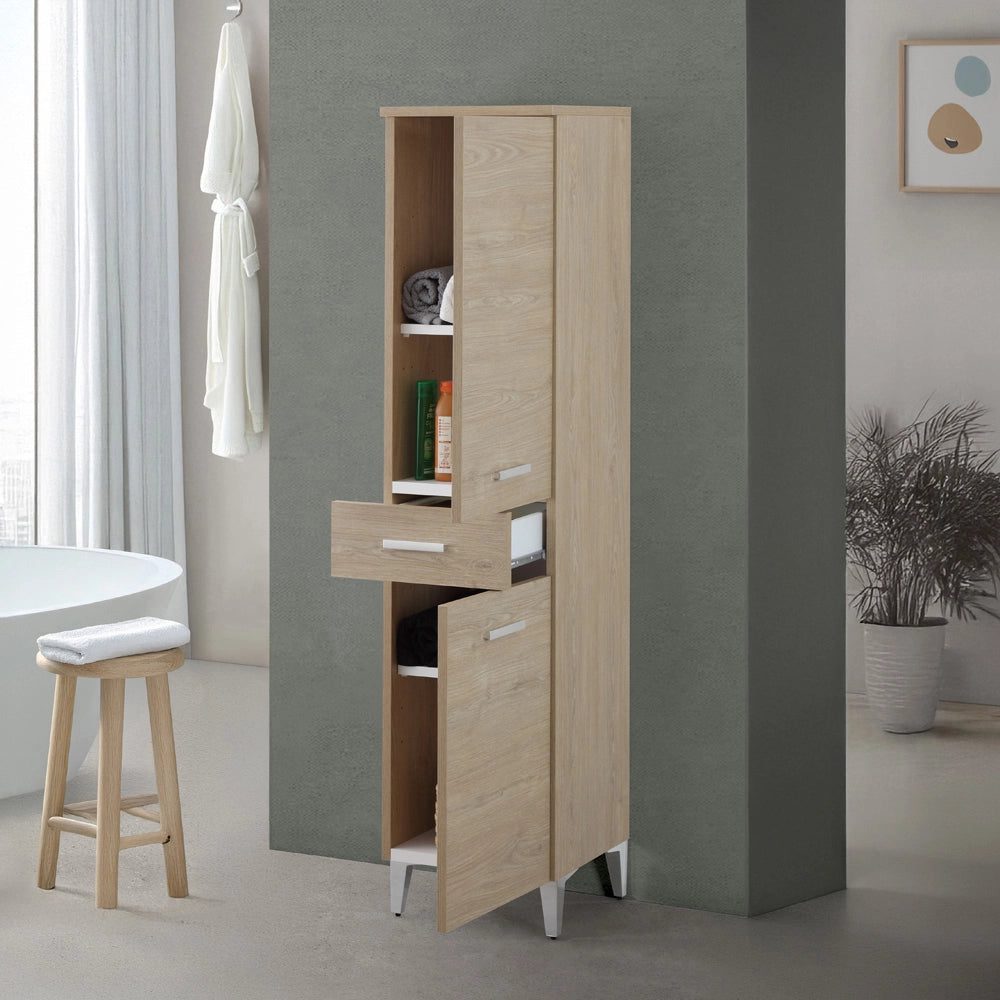 Colonna bagno a terra 35x153,5 cm rovere dolomite con 2 ante e cassetto Desya