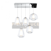 SOSPENSIONE CROMO 5 LUCI RETTANGOLARE VETRI 1X ALPHA + 2X BETA + 2X GAMMA TRASPARENTI 1176CR-S5 R ABG-TR