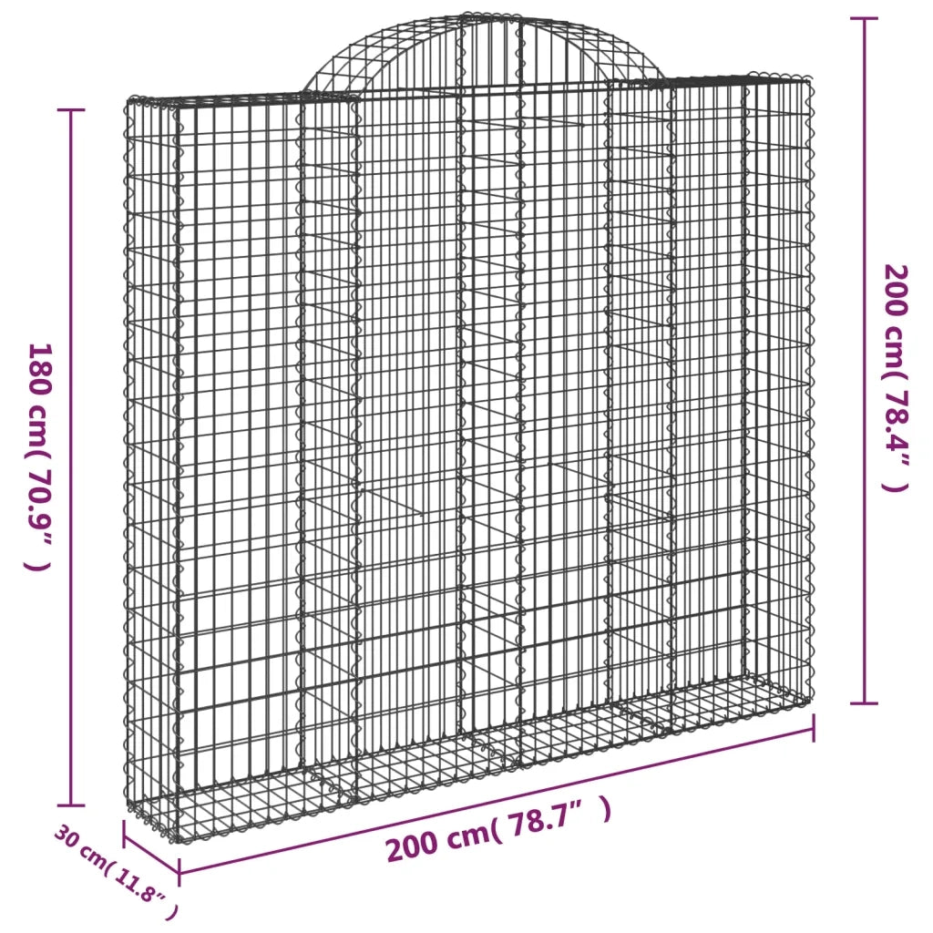 Cesti Gabbioni ad Arco 7 pz 200x30x180/200 cm Ferro Zincato 3146199