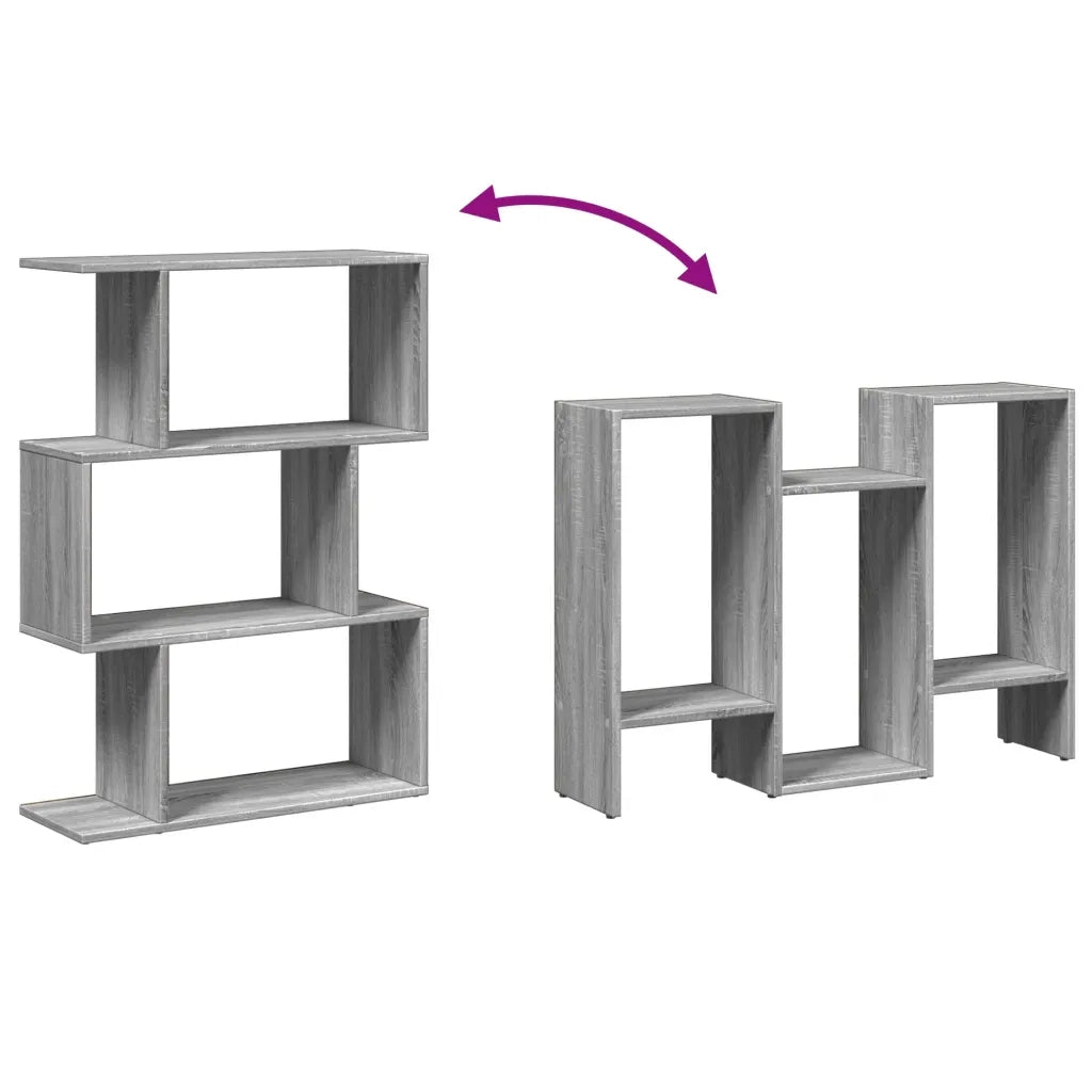 Libreria Divisorio 3 Piani-Scaffale per Libri-Mobile di Stoccaggio Grigio Sonoma 70x24x97 cm Truciolato