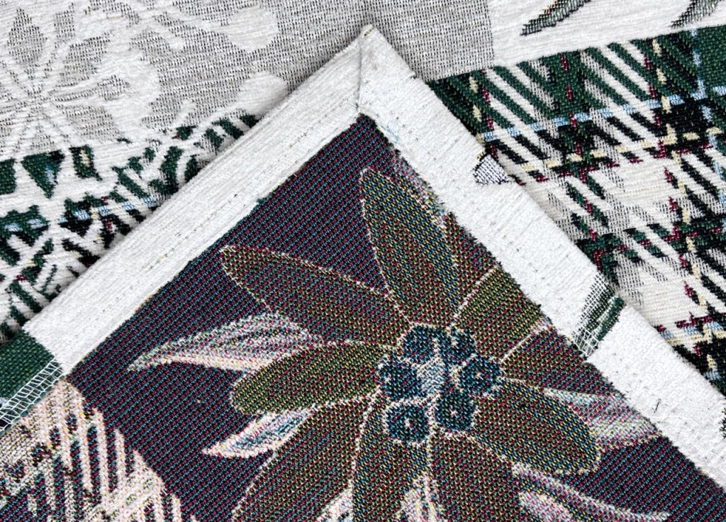 Tovaglia Centrino Runner Tavola Fantasia Edelweiss Cervo Made Italy - 40x130 - Verde