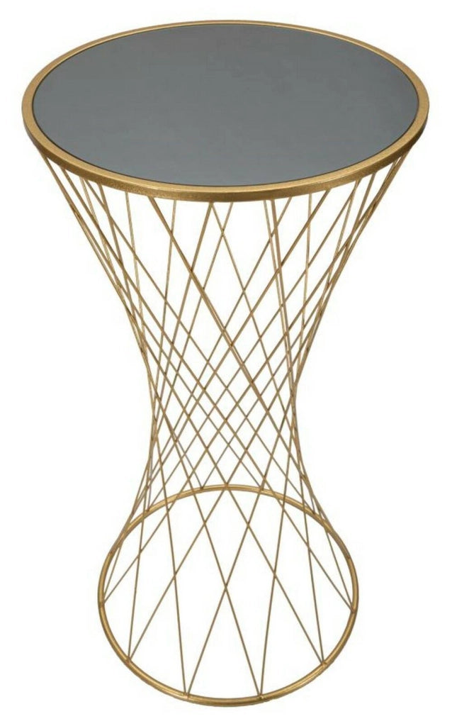 Tavolino da salotto Blake, Tavolo basso da caffè, Portariviste per divano, Ripiano da soggiorno, Oro, 50x50 h100 cm