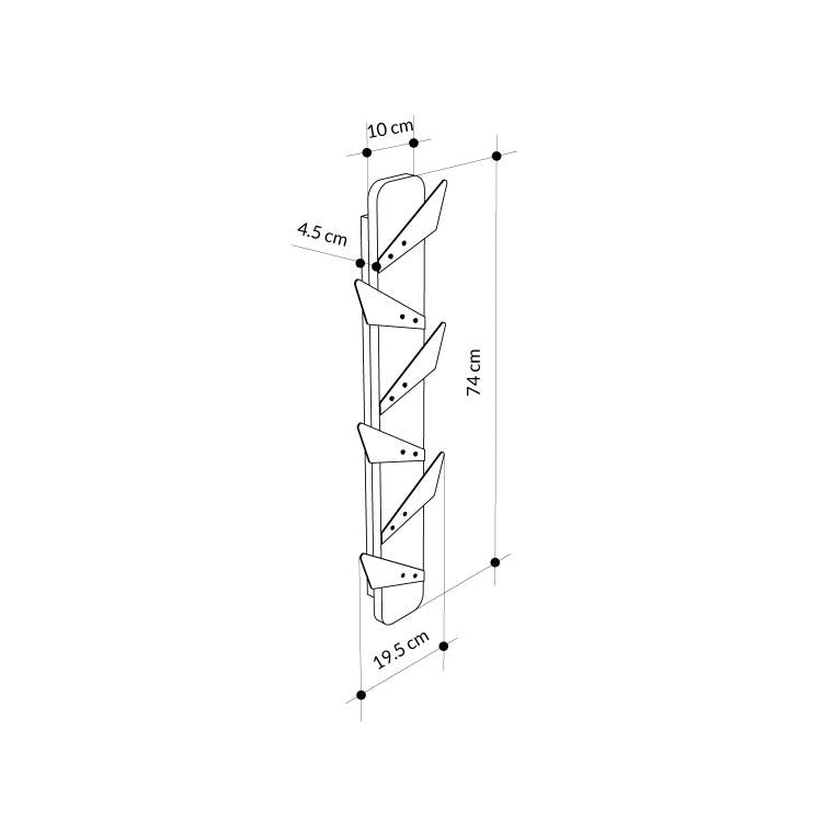 Appendiabiti da Parete con 6 Ganci Salvaspazio Verticale 74 cm Moderno Bianco