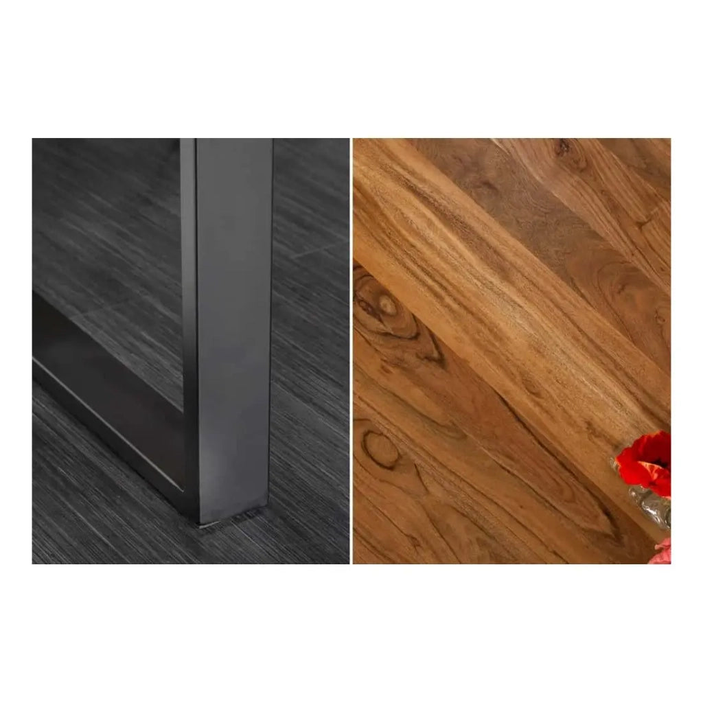 Tavolo da pranzo ARKAYA 180 cm – Piano in legno di acacia selvatica verniciato e gambe in metallo nero a U – Stile industriale