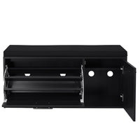 Marvin Scarpiera Panca da Ingresso con Anta Contenitore – Portascarpe Salvaspazio in Legno con Cus Nero / Cuscino Nero