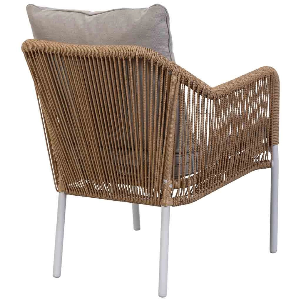 Tavolo, divano e 2 poltrone beige, 110x65x45, 72x79x76, 146x79x76