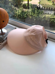 Zonnehoed per donna, bordo largo, regolabile e pieghevole, cappello da spiaggia con cerniera, protezione UV esterna per estate, UPF 50+, con cordoncino, nero - Rosa