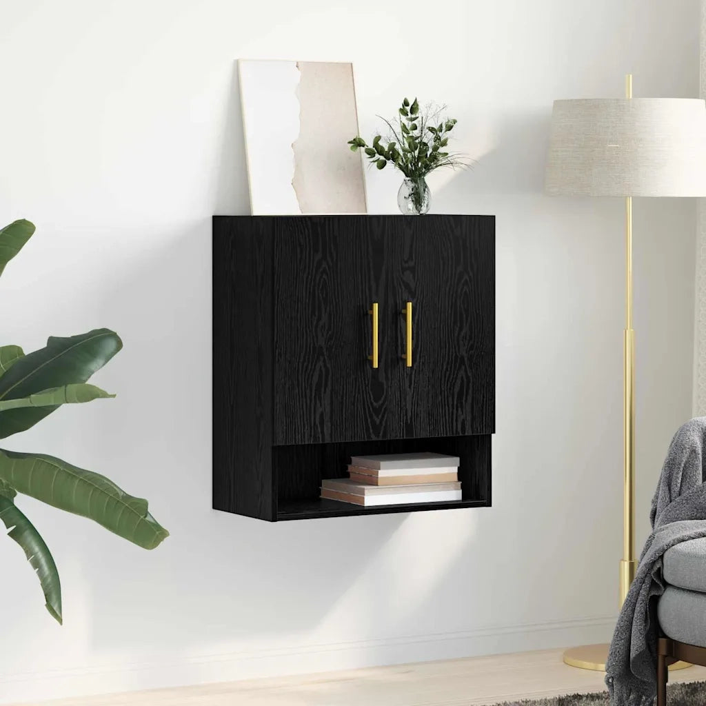 Armadietto a Muro | Mobile a Parete Rovere nero 60 x 31 x 70 cm Legno multistrato