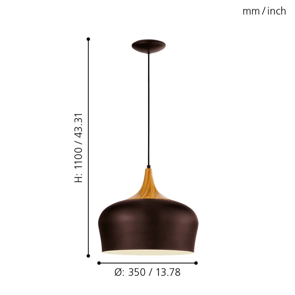 Lampadario A Sospensione Minimal Obregon Acciaio Marrone Crema 1 Luce E27