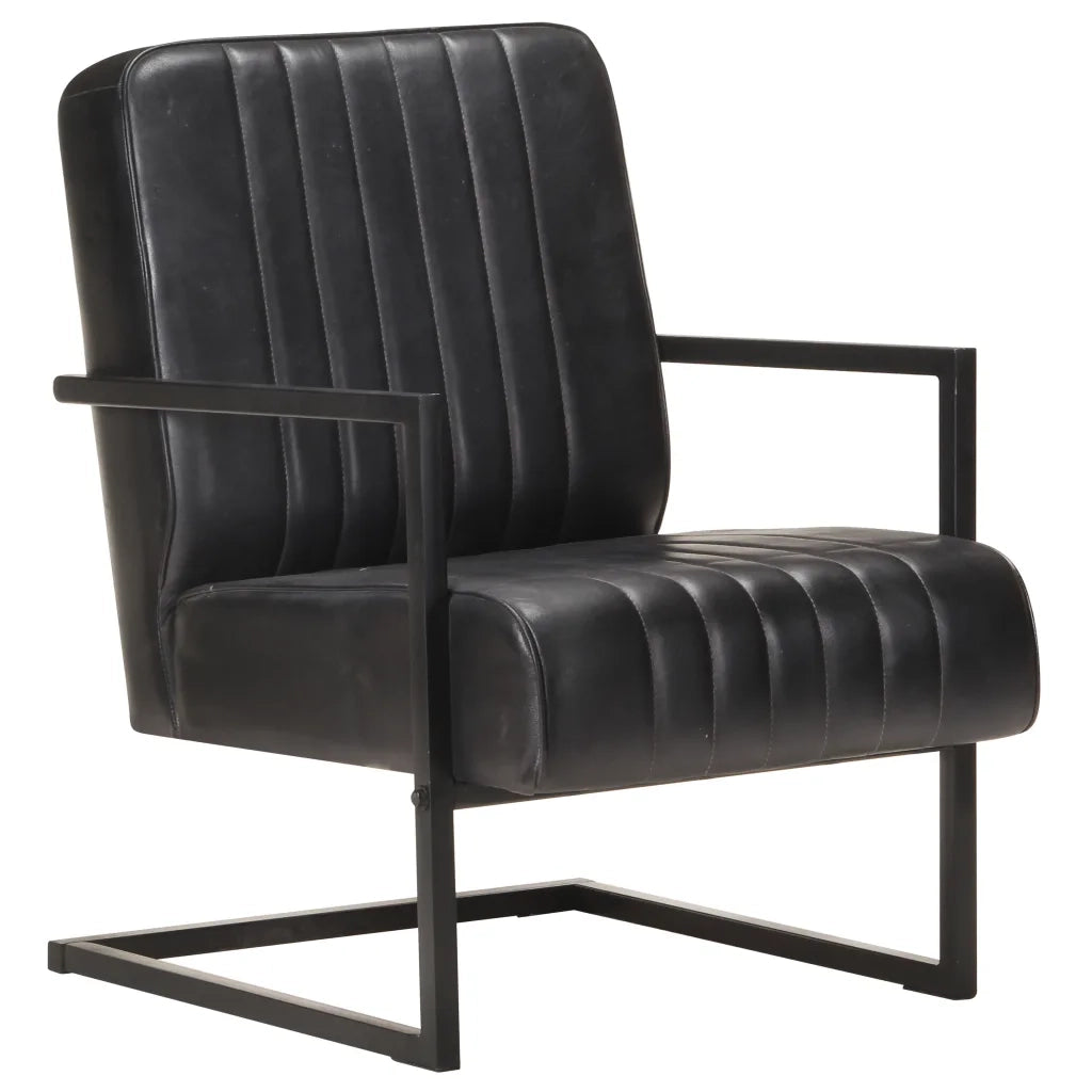 Poltrona a Sbalzo Nera in Vera Pelle cod mxl 20475