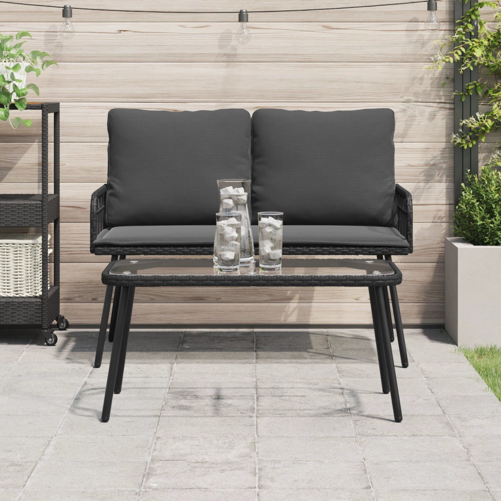Tavolino da caffÃ¨  Nero 90x45x42 cm in Polyrattan