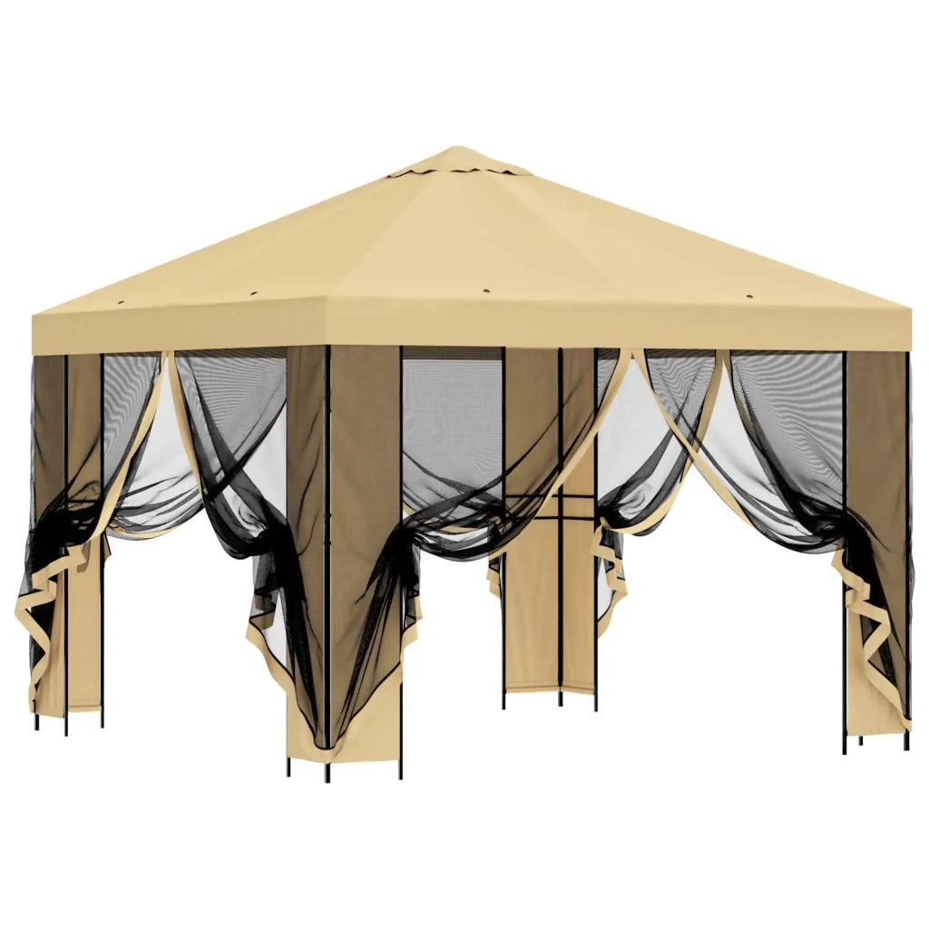 Gazebo da giardino con pareti laterali 3 x 3 m Crema 900362