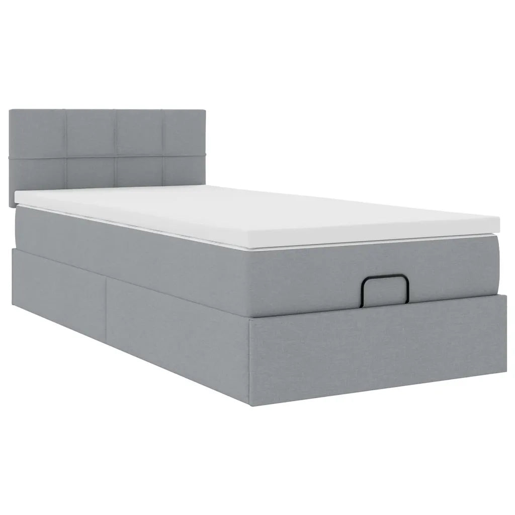 Pouf Letto con Materasso e LED Grigio Chiaro 80x200cm Tessuto 3312263