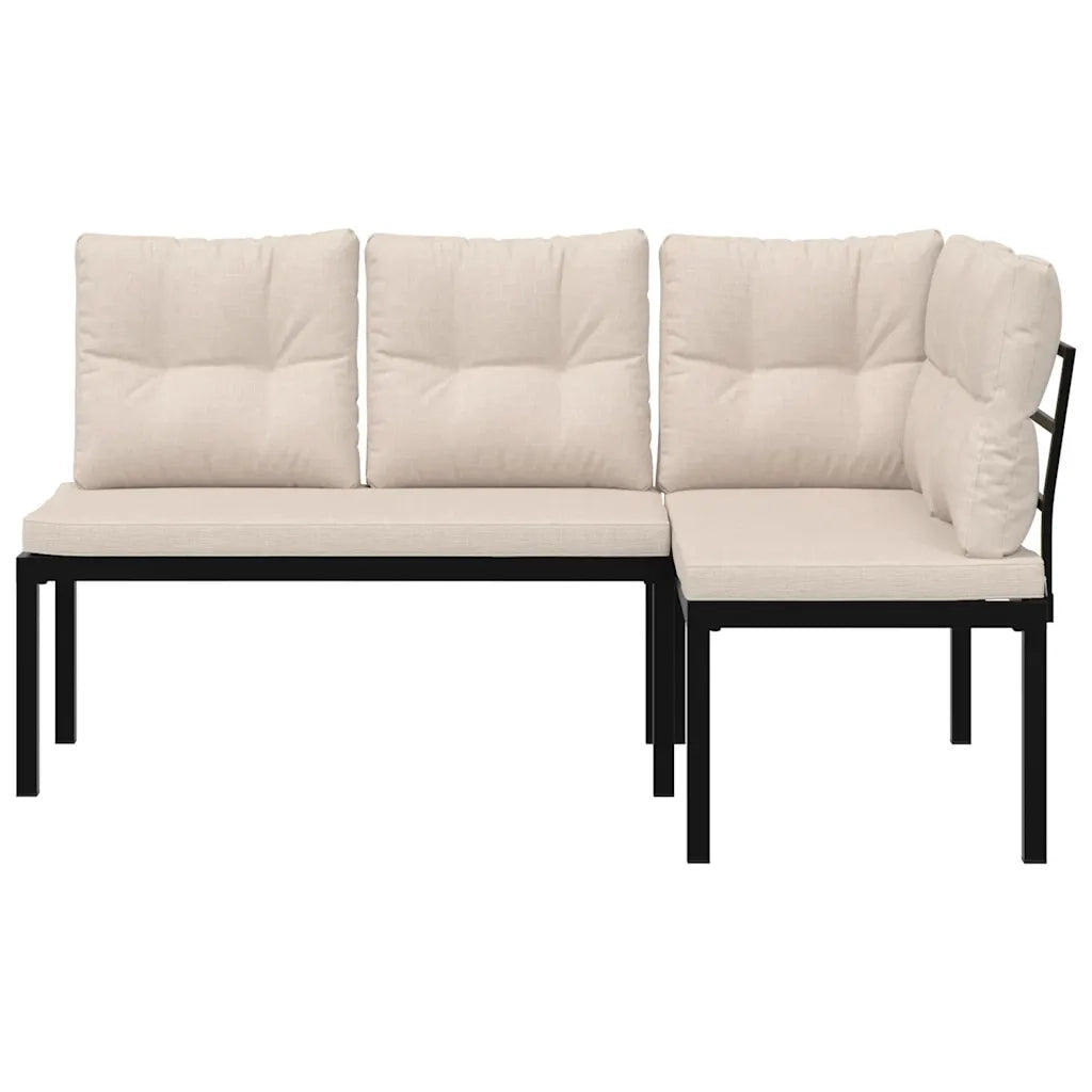 Panche Giardino con Cuscini 2pz Nere Acciaio Verniciato Polvere 4008563