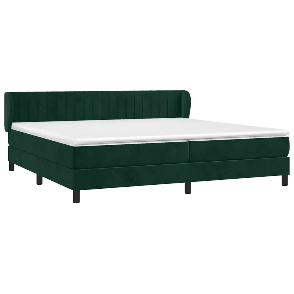 Giroletto a Molle con Materasso Verde Scuro 200x200 cm Velluto
