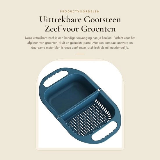 Afdruipvergiet Uittrekbaar con Zeef 42 x 25 cm in PP Materiale di Alta Qualità